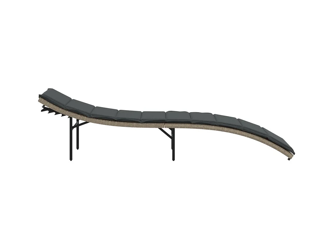 Lichtgrijze chaise longue en kussen 55x199x50 cm geweven hars