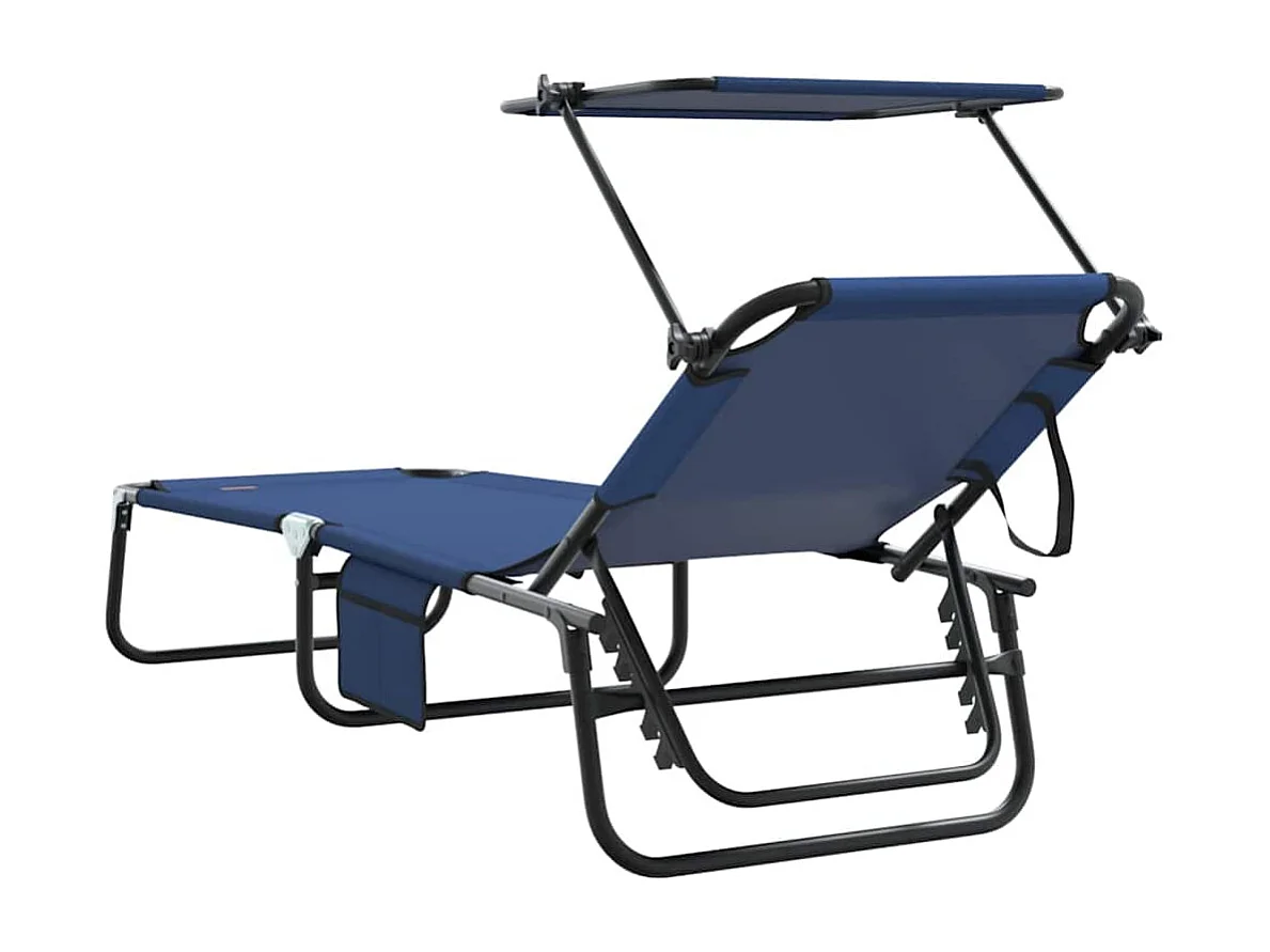 Opvouwbare loungestoel met blauwe kap in 600D Oxford-stof