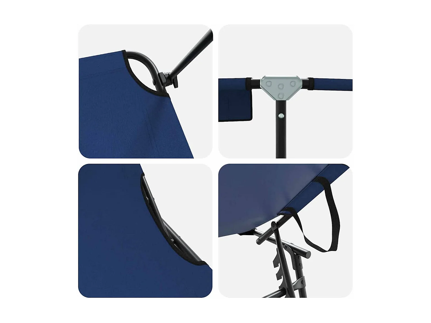 Chaise longue pliable avec auvent bleu en tissu oxford 600D