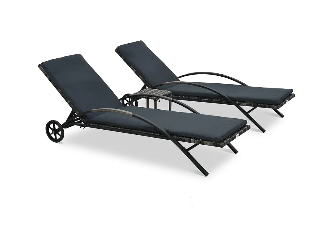 Antraciet rieten stoelen met tafel