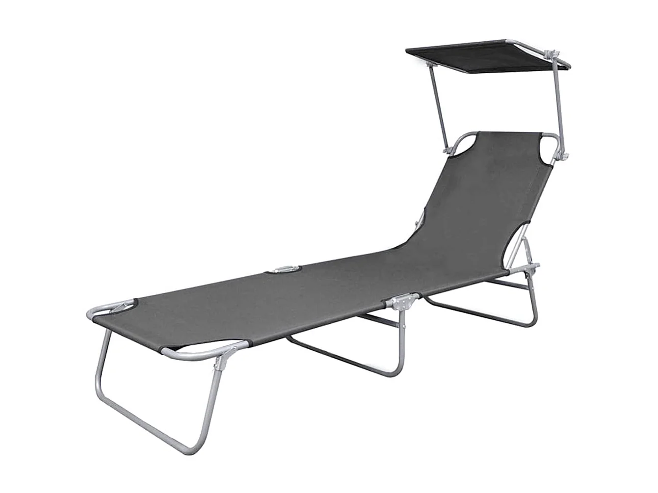 Tumbona plegable con toldo Gris Acero