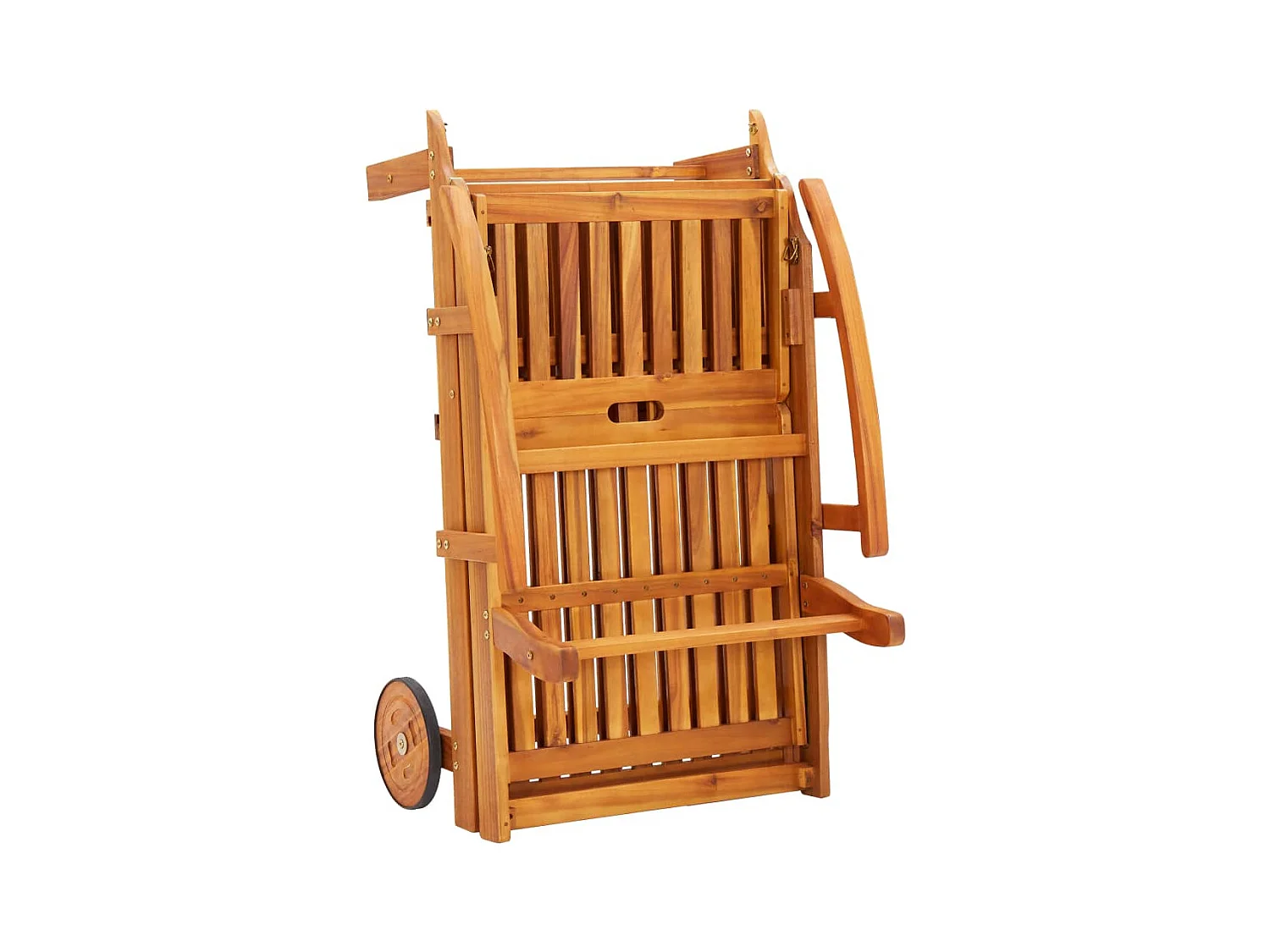 Chaises longues lot de 2 avec table et coussins Acacia solide