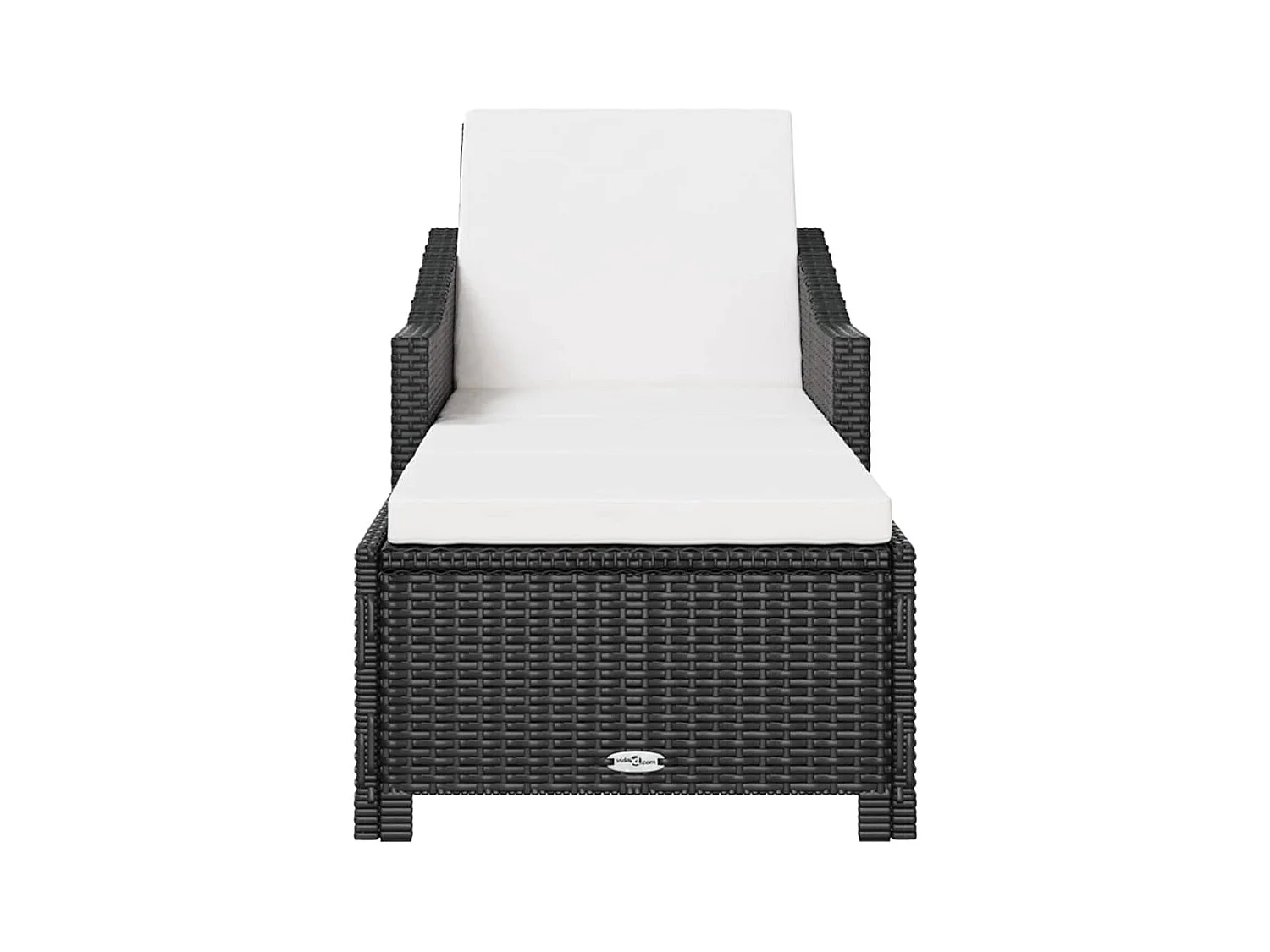 Lounge stoel met crèmewit kussen Zwart gevlochten hars