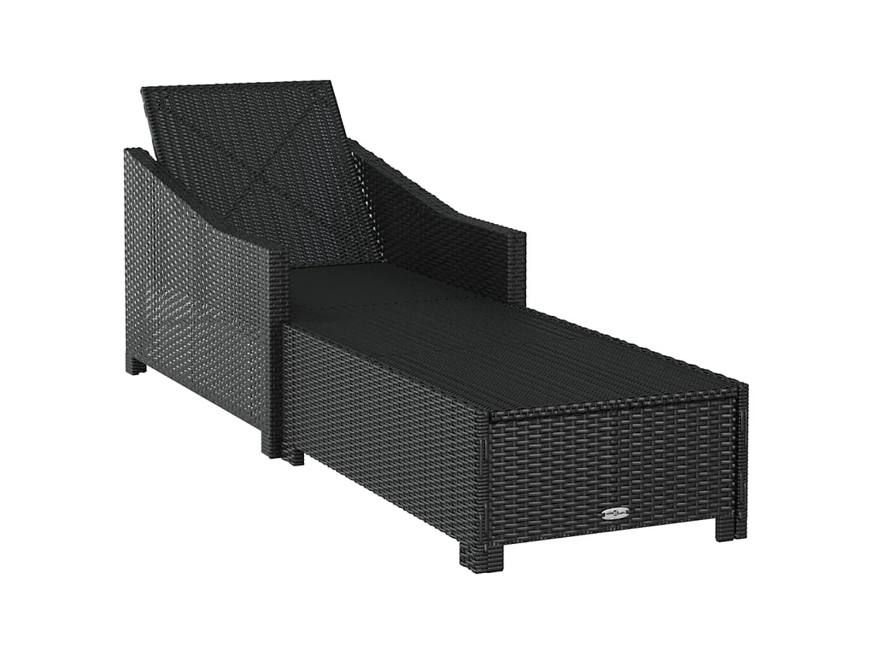 Lounge stoel met crèmewit kussen Zwart gevlochten hars