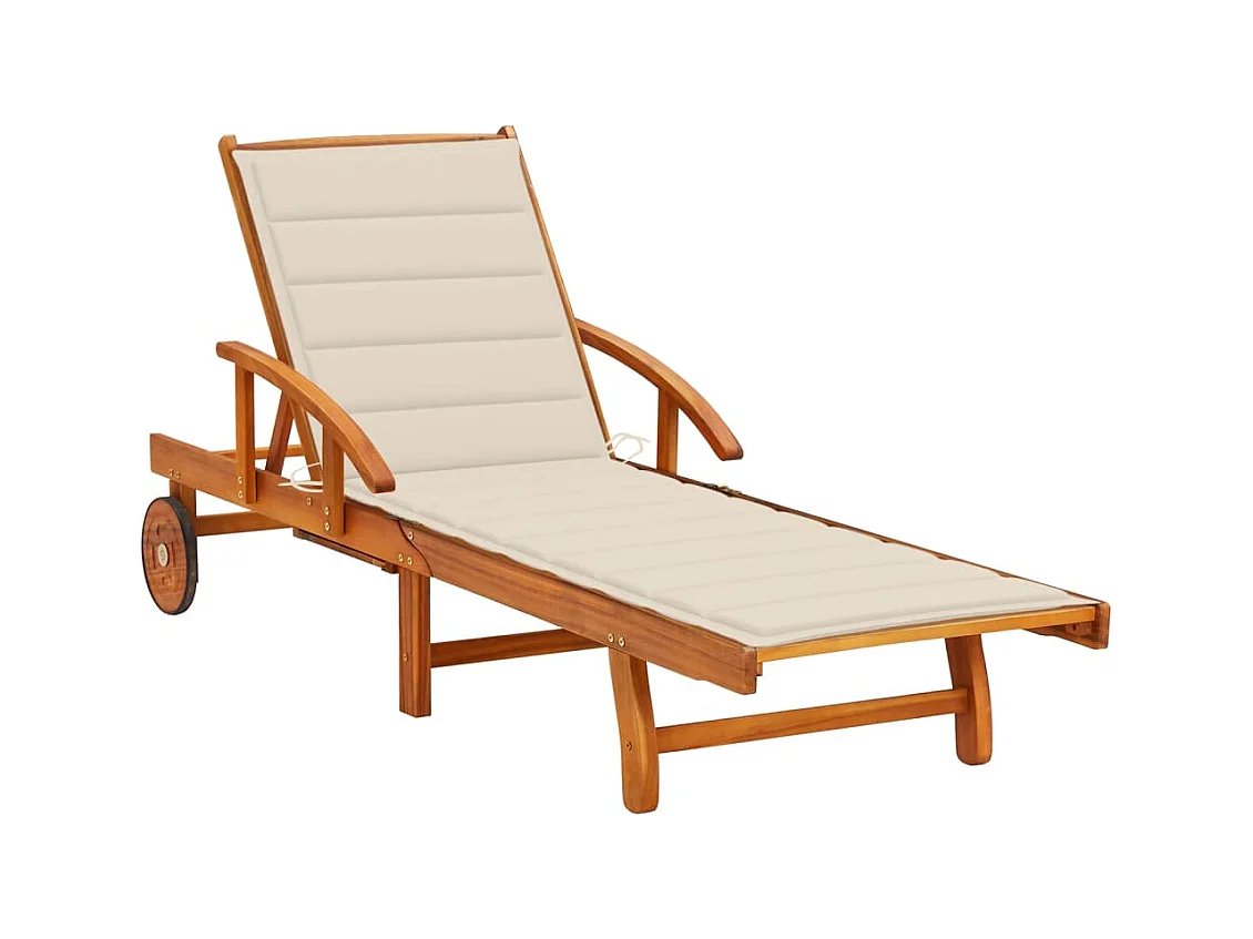Chaise longue de jardin avec coussin Bois d'acacia solide