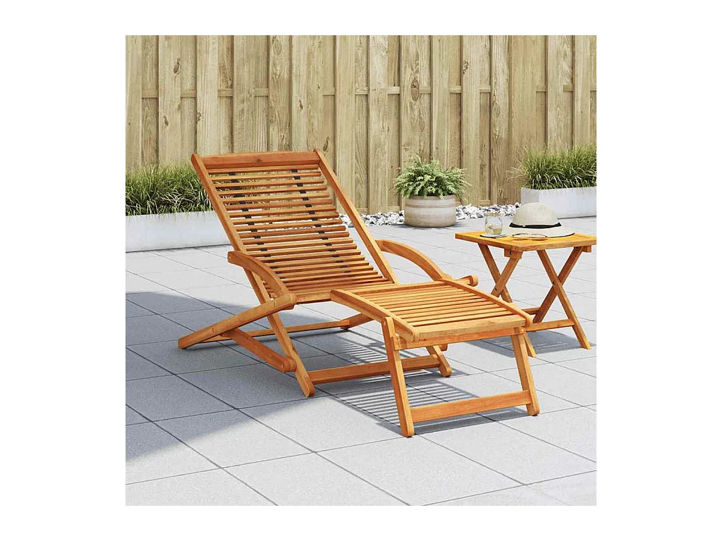 Chaise de terrasse avec repose-pied Bois d'acacia solide