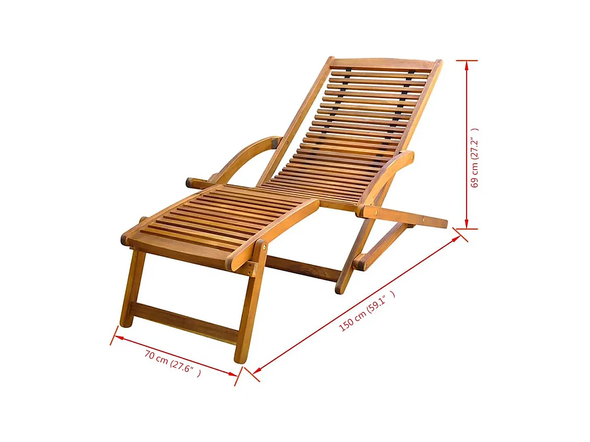 Chaise de terrasse avec repose-pied Bois d'acacia solide