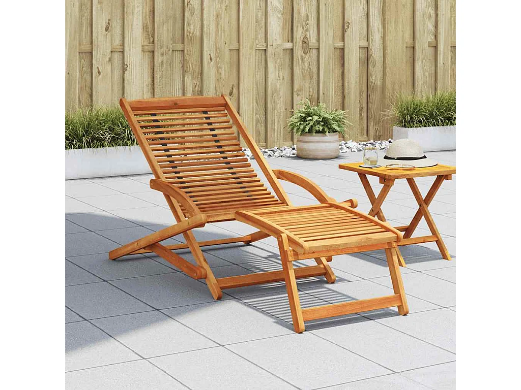 Chaise de terrasse avec repose-pied Bois d'acacia solide
