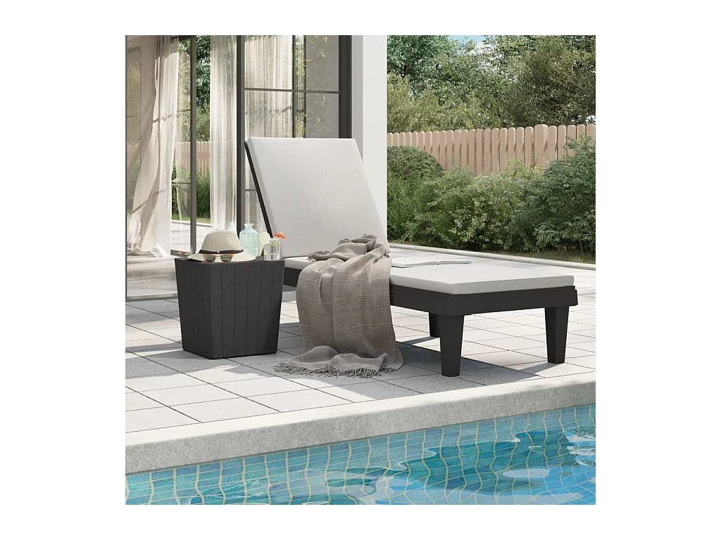 Zwarte chaise longue 155x58x83 cm polypropyleen