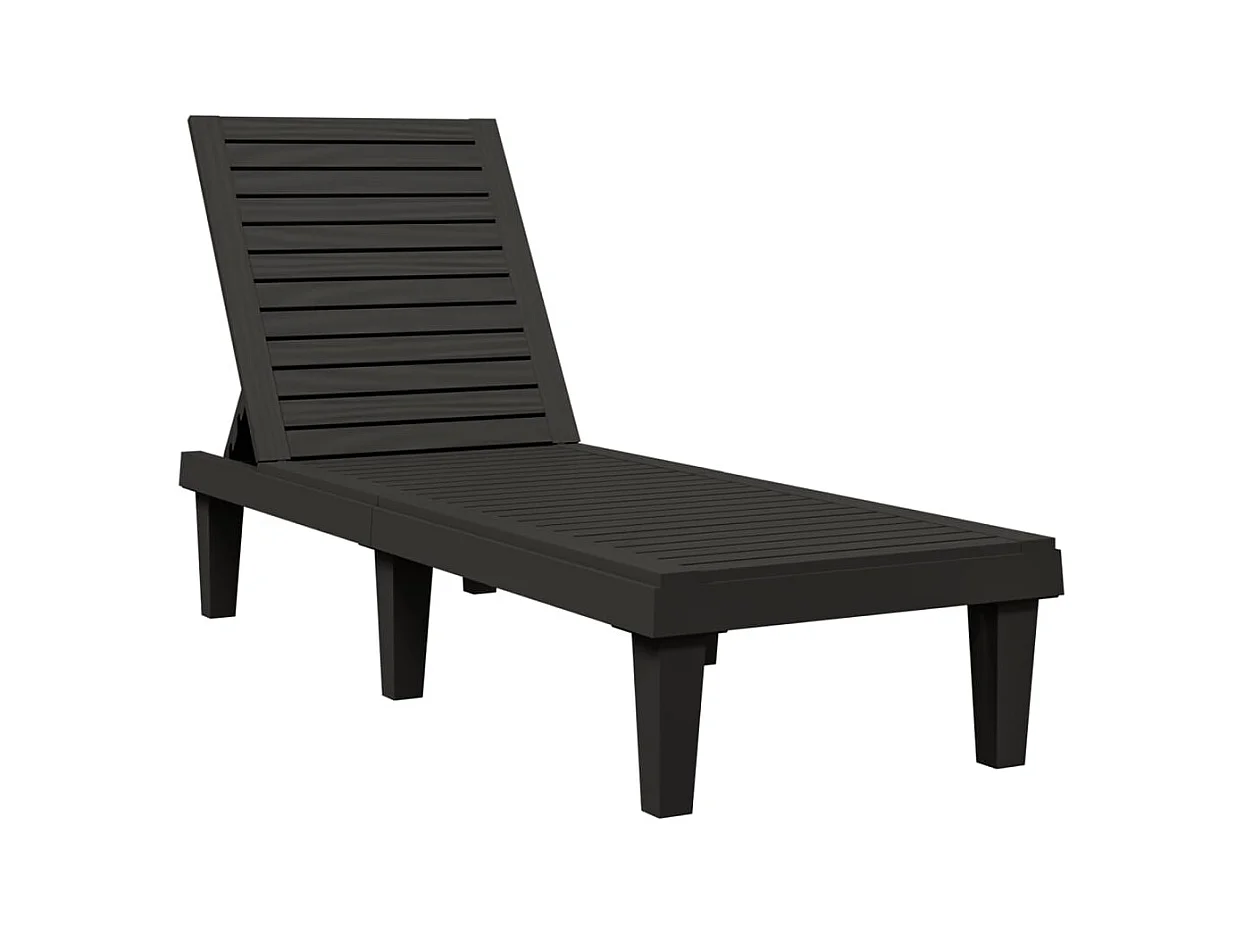 Zwarte chaise longue 155x58x83 cm polypropyleen