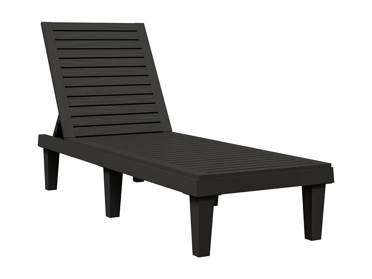 Chaise longue nera 155x58x83 cm polipropilene