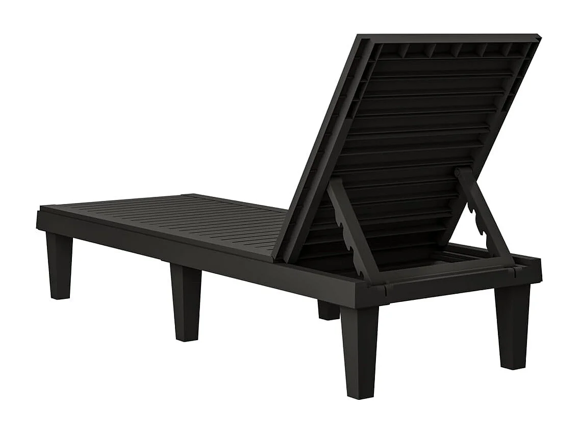 Chaise longue nera 155x58x83 cm polipropilene