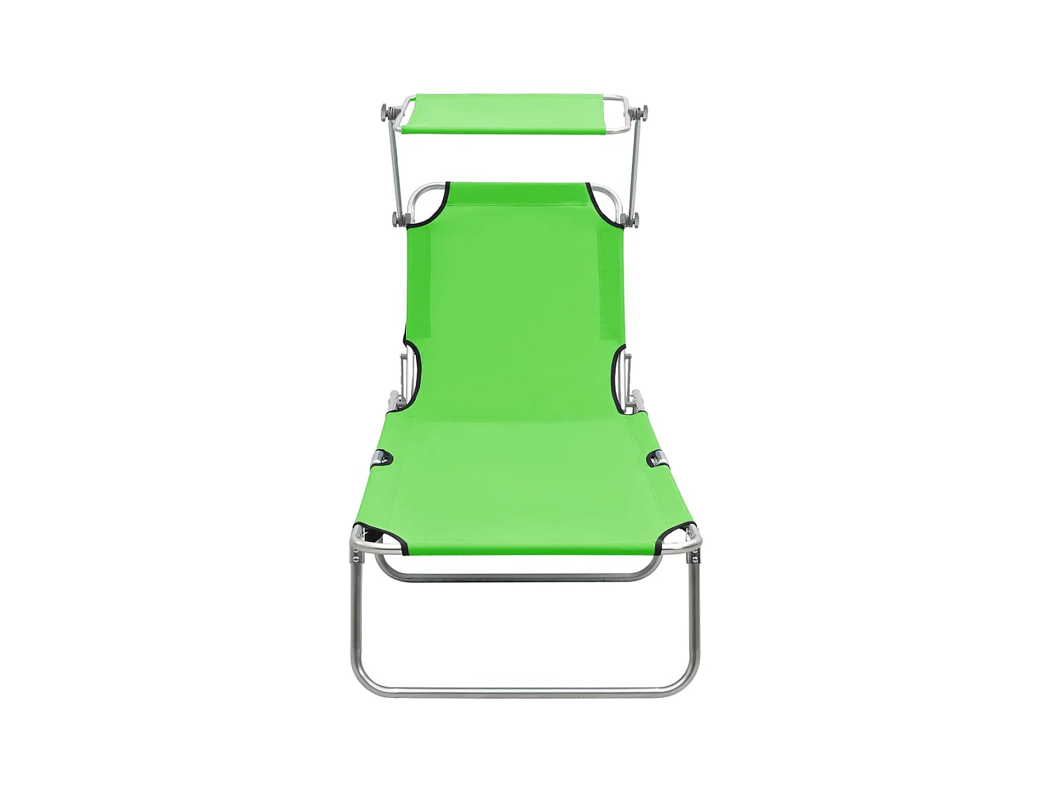 Chaise longue pliable avec auvent acier vert pomme