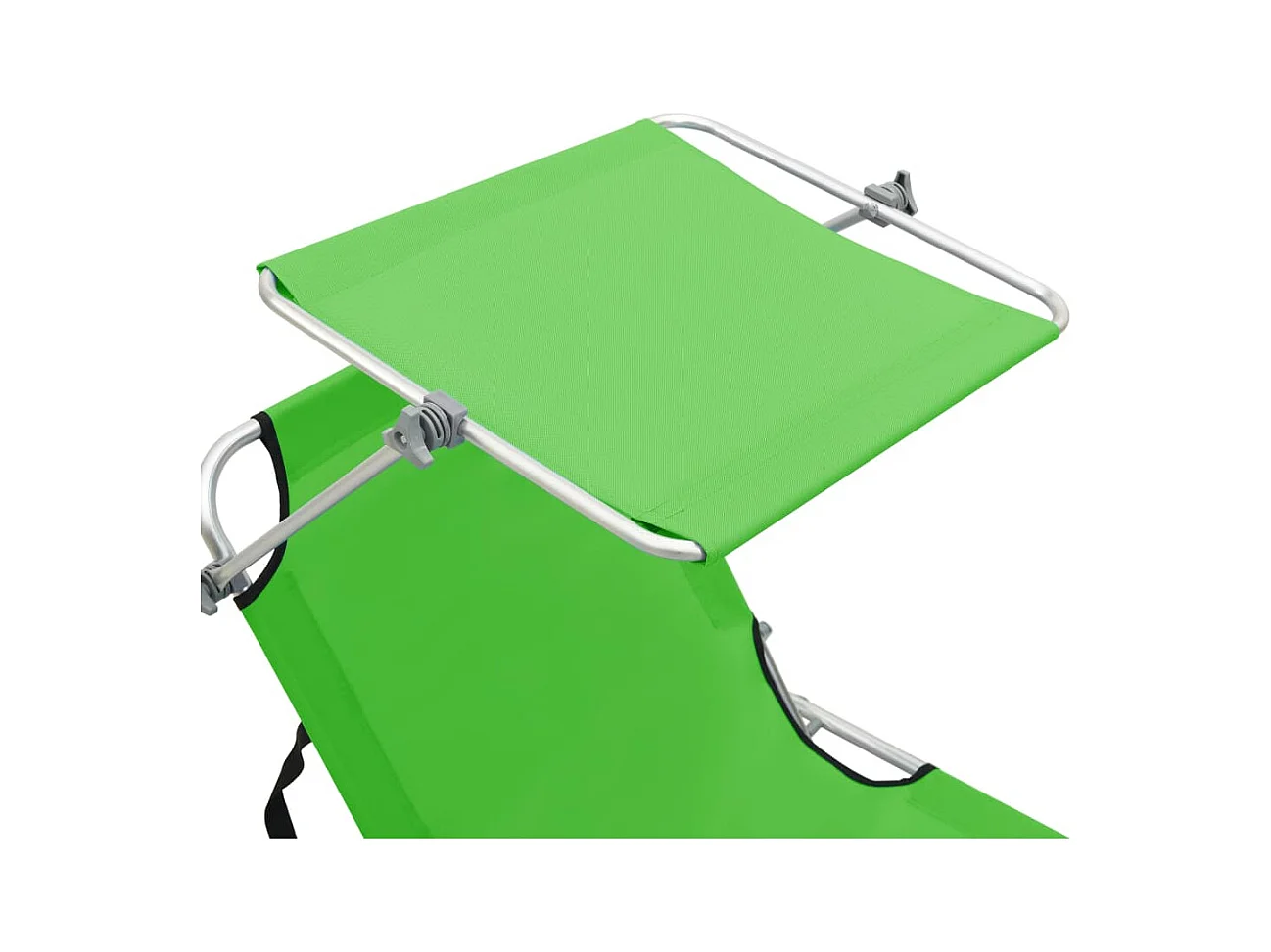 Chaise longue pliable avec auvent acier vert pomme