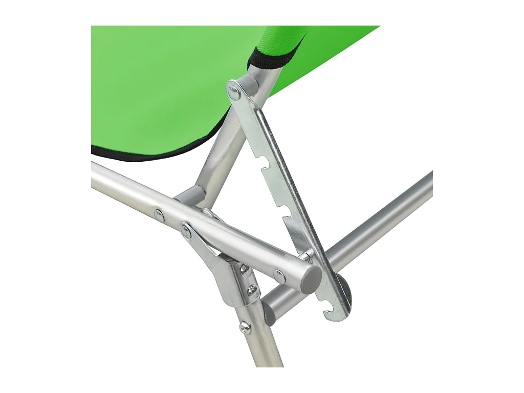 Chaise longue pliable avec auvent acier vert pomme