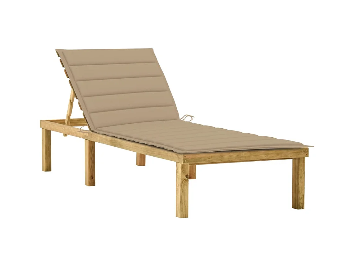 Chaise longue met beige kussen Geïmpregneerd grenenhout