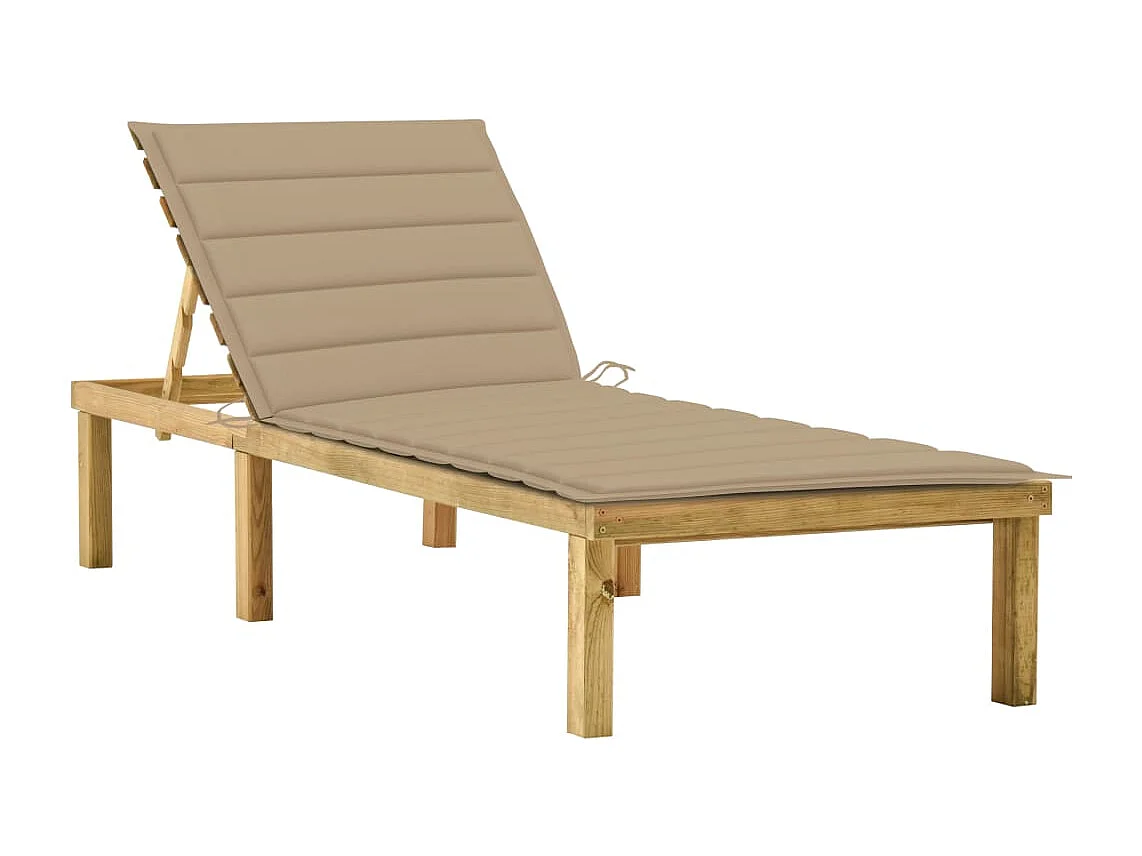 Chaise longue con cuscino beige Legno di pino impregnato