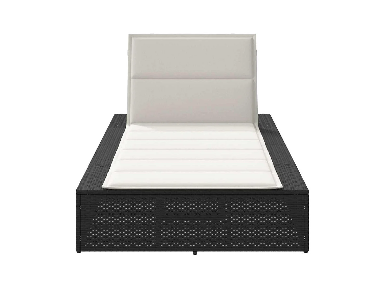 Sdraio con cuscino galleggiante nero in resina intrecciata