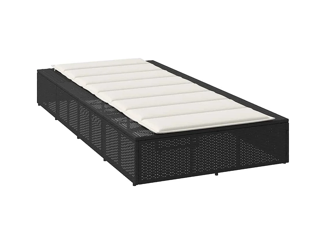 Sdraio con cuscino galleggiante nero in resina intrecciata