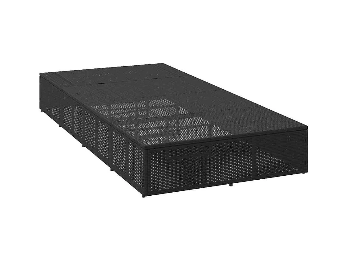 Sdraio con cuscino galleggiante nero in resina intrecciata