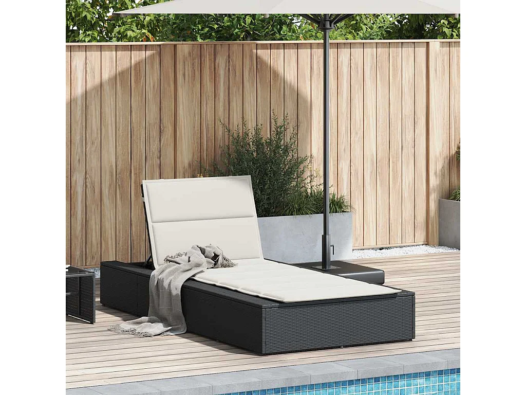 Transat avec coussin flottant noir résine tressée