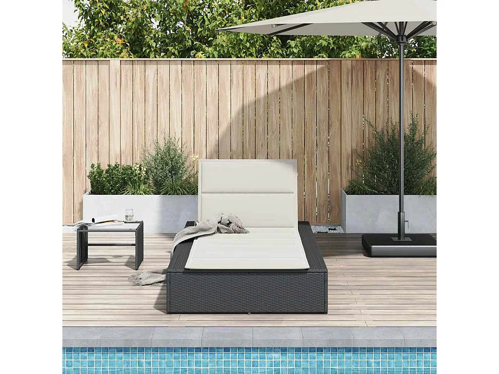 Transat avec coussin flottant noir résine tressée