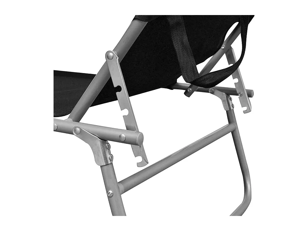 Chaise longue pliable avec auvent acier et tissu noir