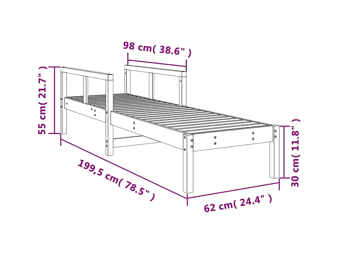 Chaise longue 199,5x62x55 cm massief grenenhout