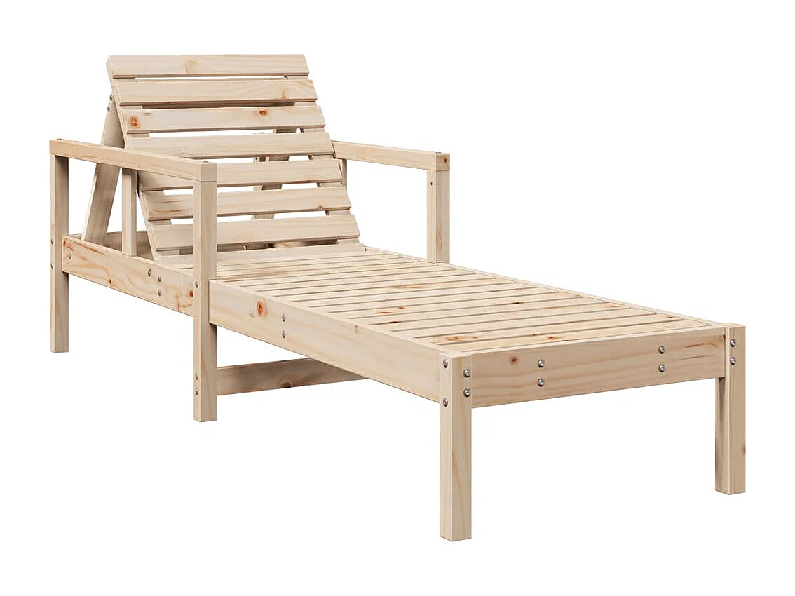 Chaise longue 199,5x62x55 cm in legno massello di pino