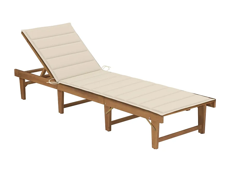Chaise longue pliable avec coussin Bois d'acacia solide