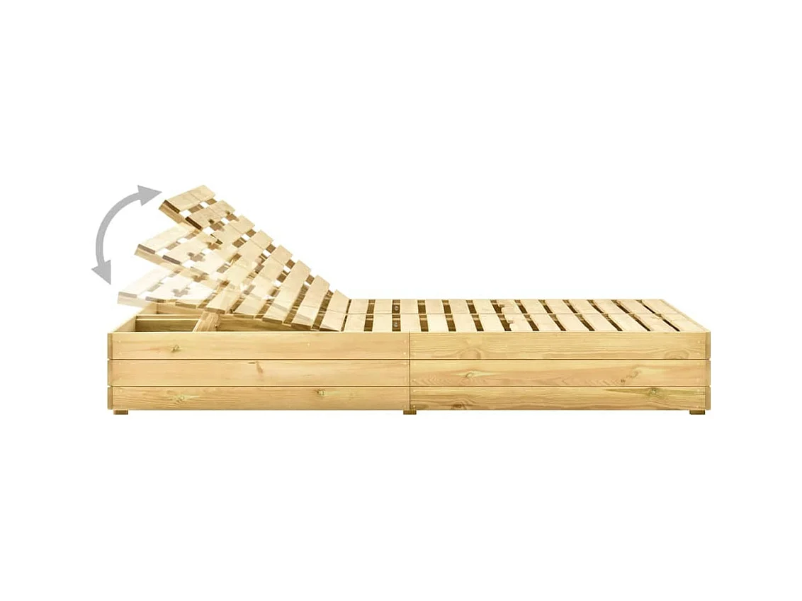 Chaise longue doppia e cuscini blu Legno di pino impregnato