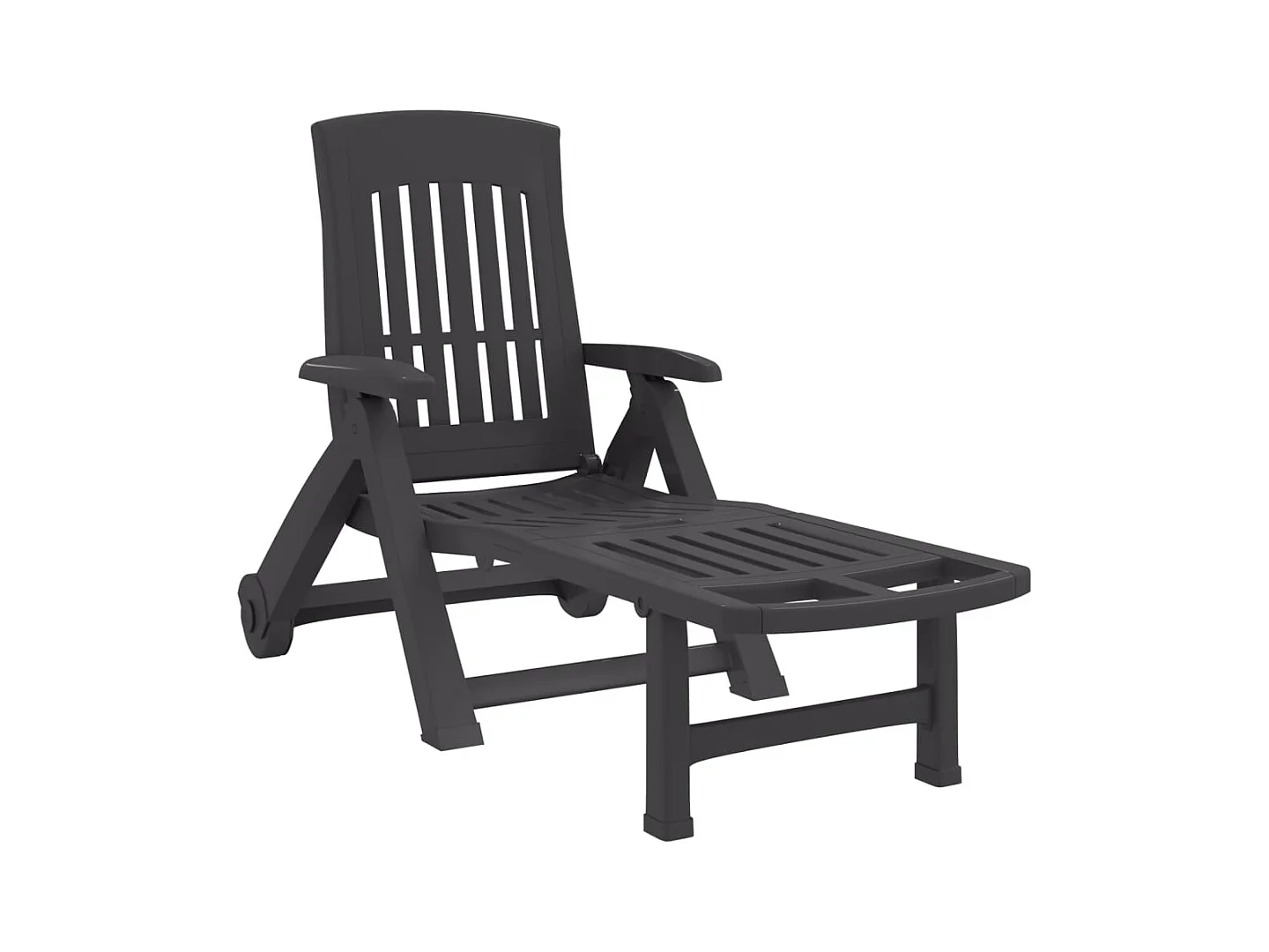 Sedia a sdraio pieghevole con ruote antracite PP