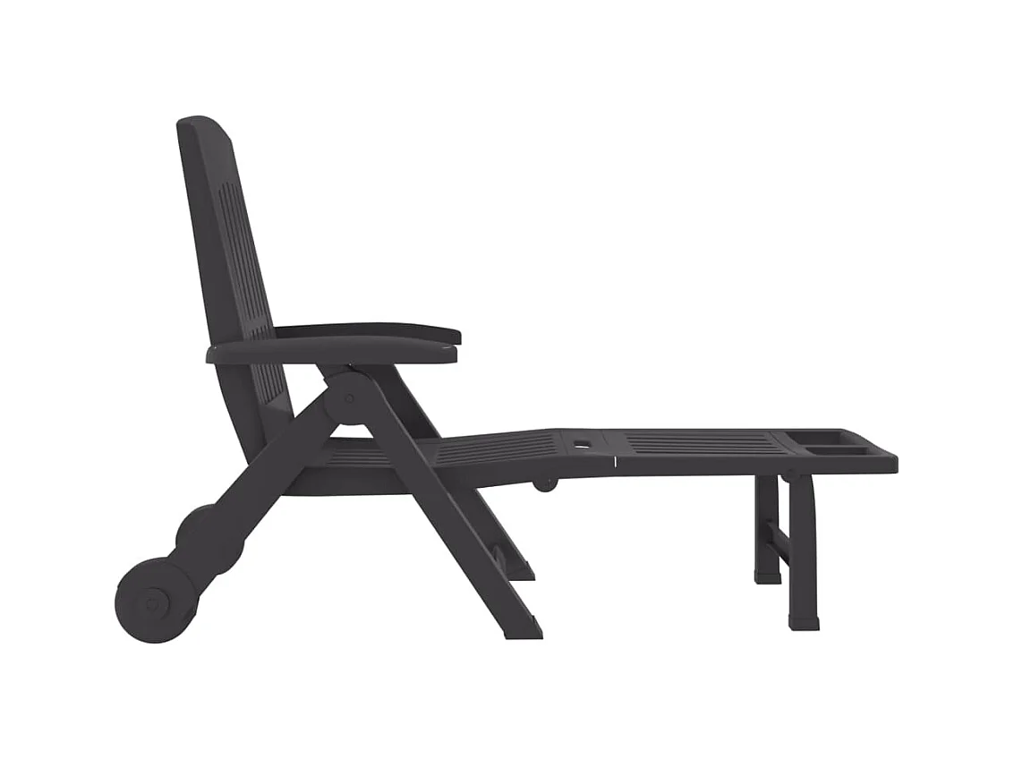 Sedia a sdraio pieghevole con ruote antracite PP