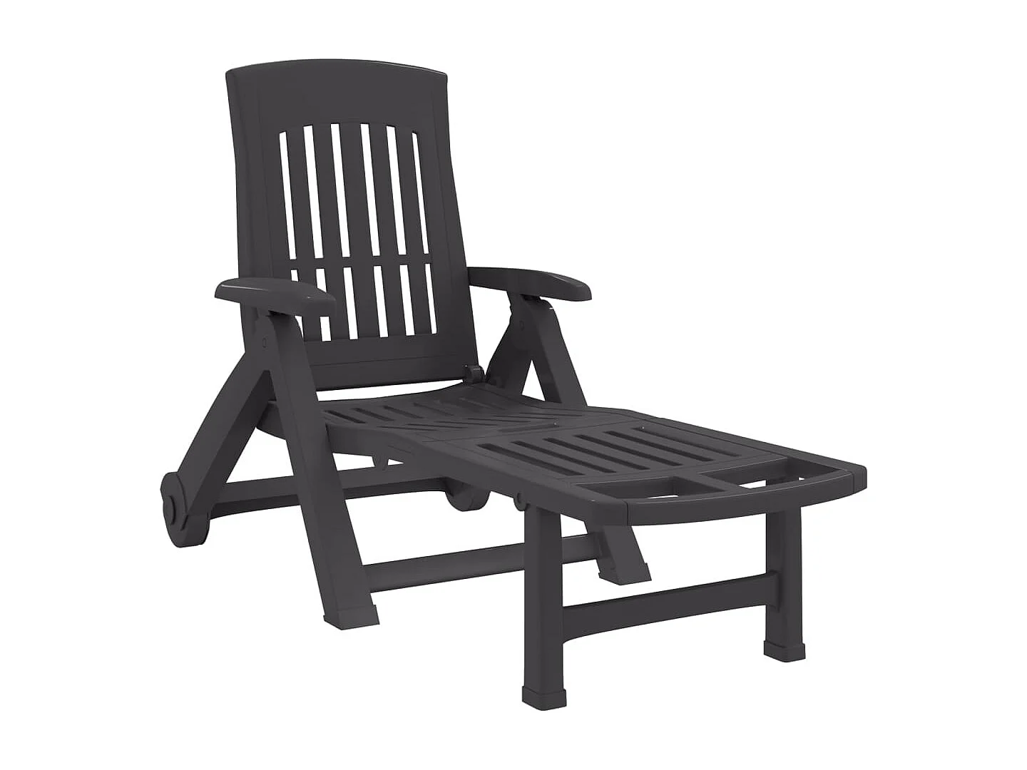 Klappbarer Liegestuhl mit Rollen anthrazit PP
