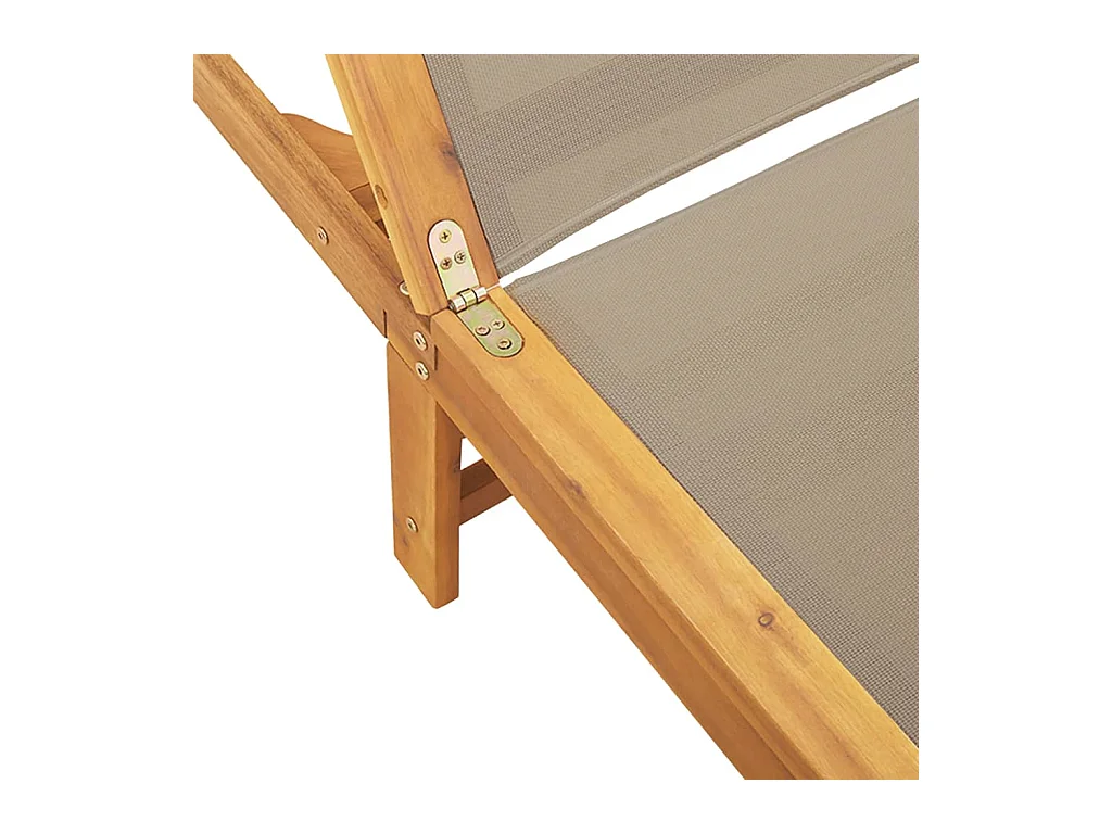 Taupe chaise longue gemaakt van massief acaciahout en textileen