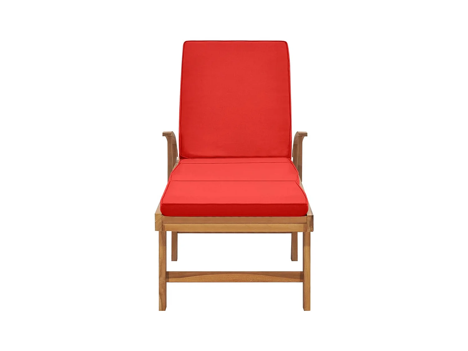 Chaise longue avec coussin Bois de teck solide Rouge