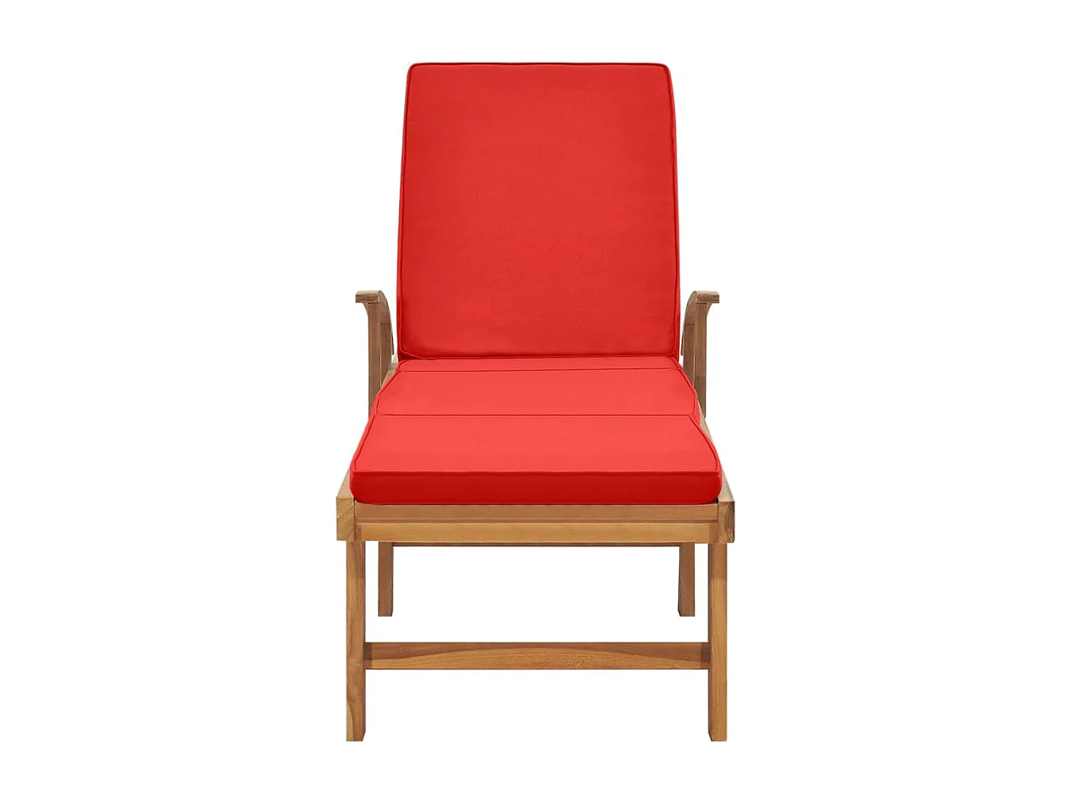 Chaise longue avec coussin Bois de teck solide Rouge