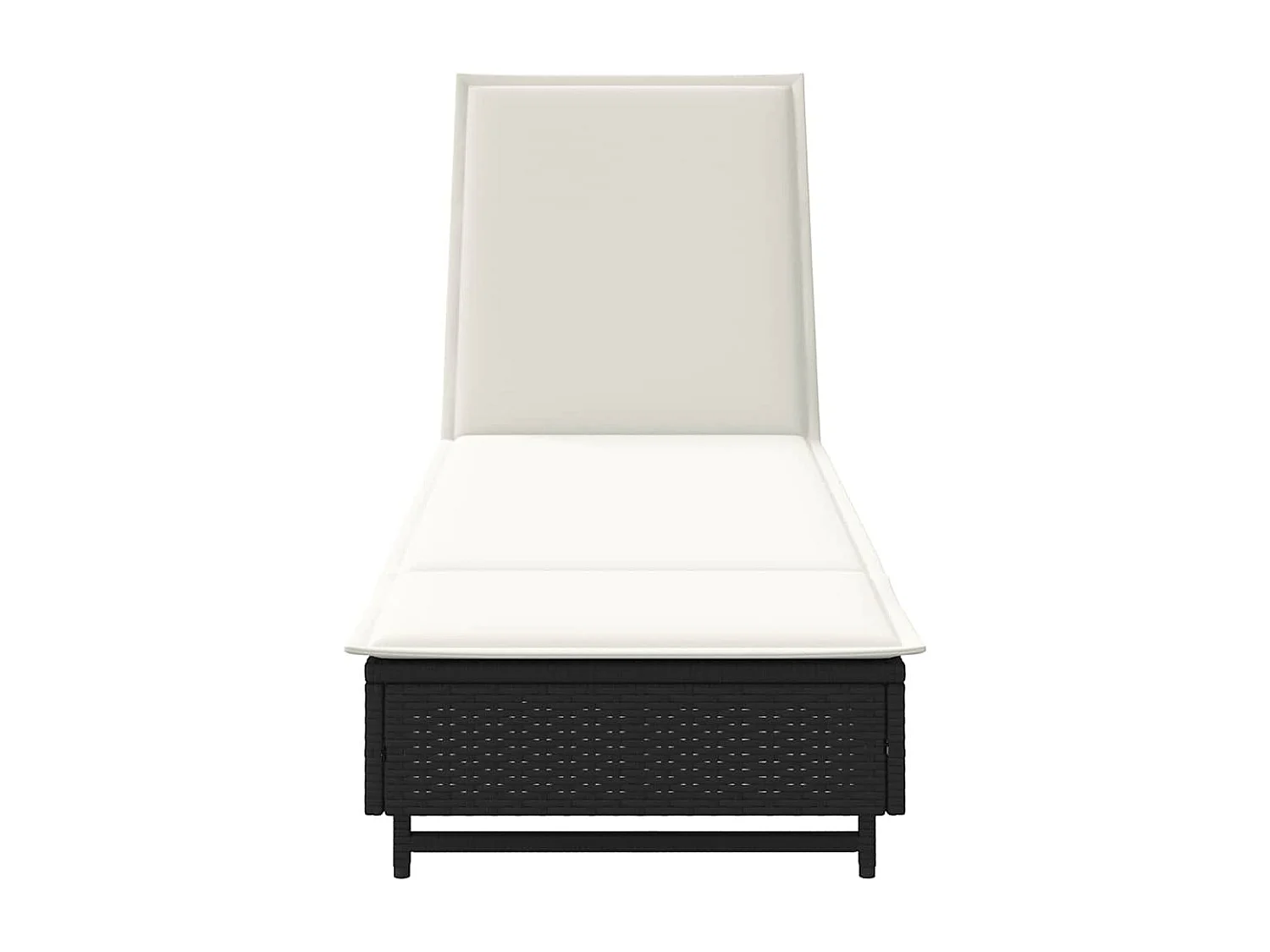 Chaise longue met wielen en zwart geweven harskussen