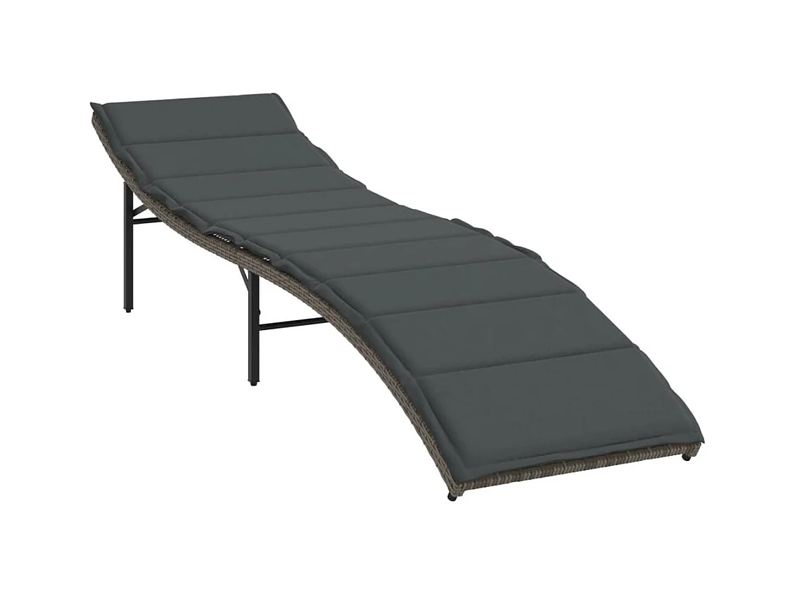 Set van 2 ligstoelen met grijze geweven harskussens