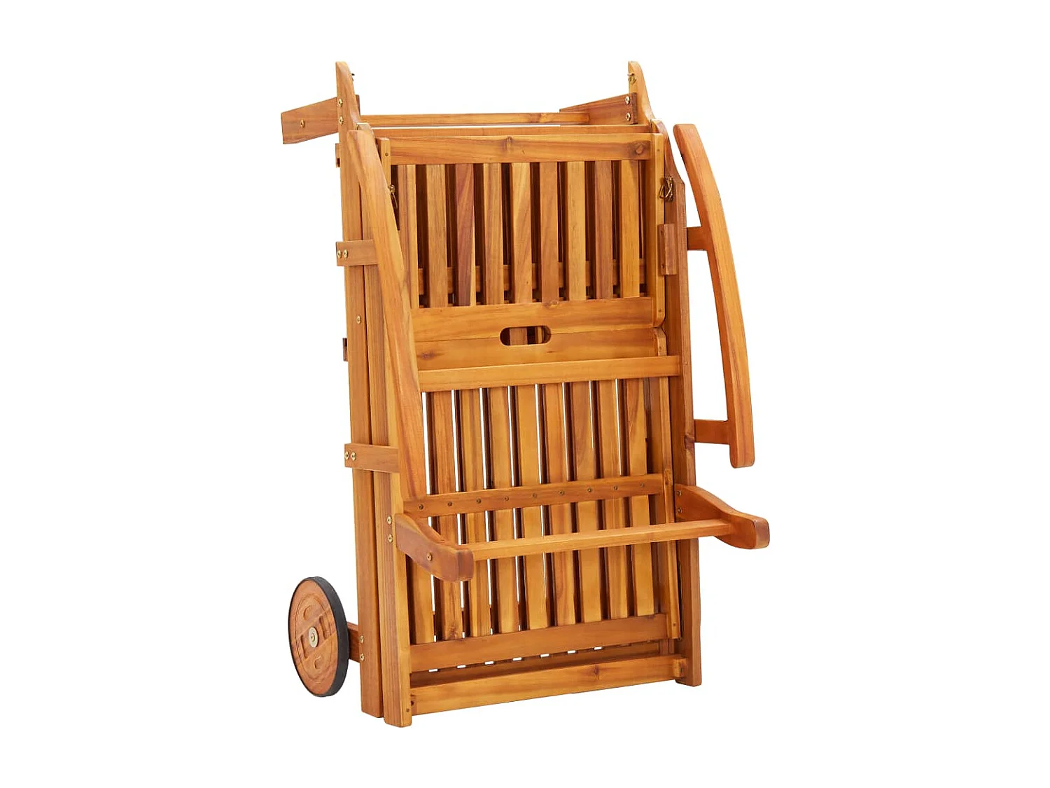 Chaises longues lot de 2 avec table et coussins Acacia solide