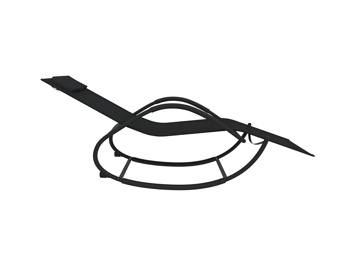 Schommelstoelen 2 stuks Zwart staal en textiel