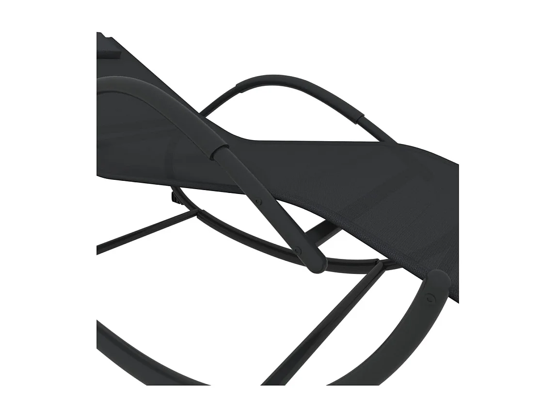 Sillones mecedores 2 piezas Acero Negro y textilene