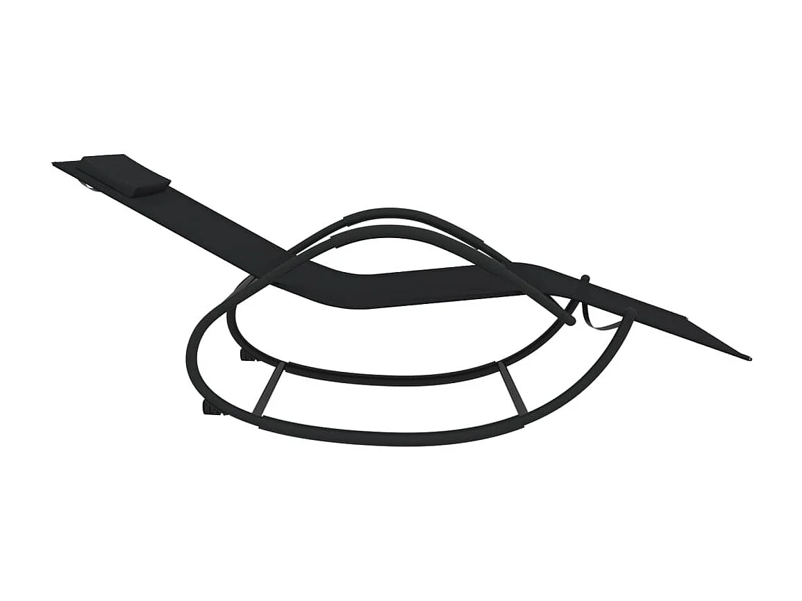 Sillones mecedores 2 piezas Acero Negro y textilene