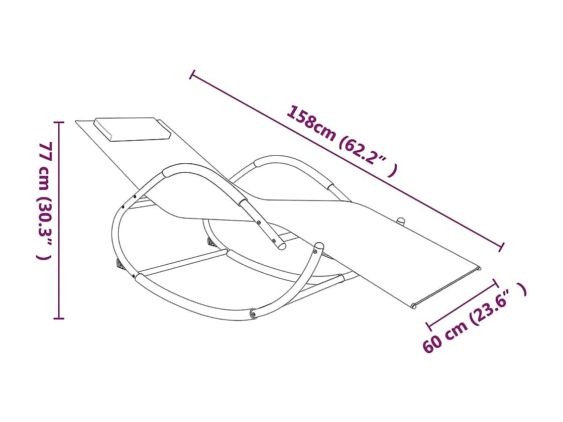 Sillones mecedores 2 piezas Acero Negro y textilene
