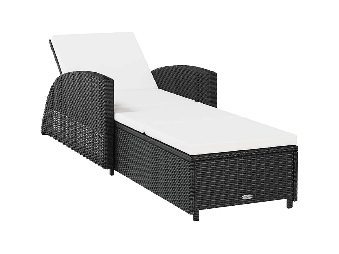 Sillón con cojín blanco crema Resina tejida negra