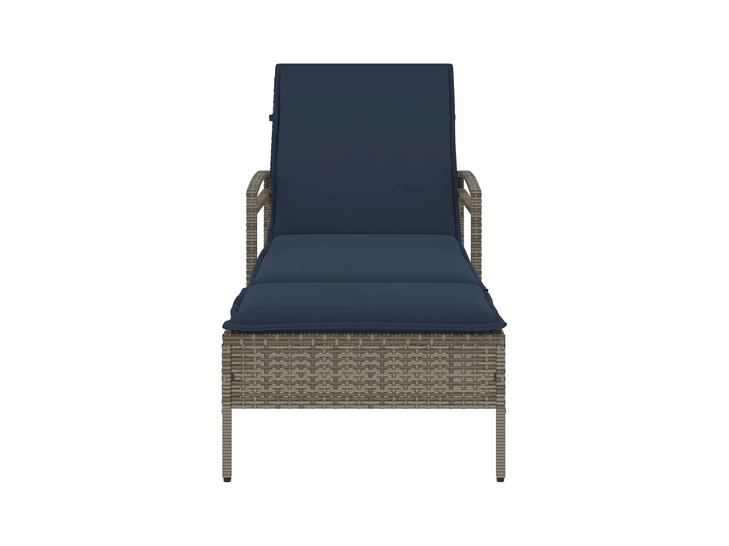 Chaise Longue met kussen, grijs, 63 x 200 x 81 cm, polyrotan (alleen VS)