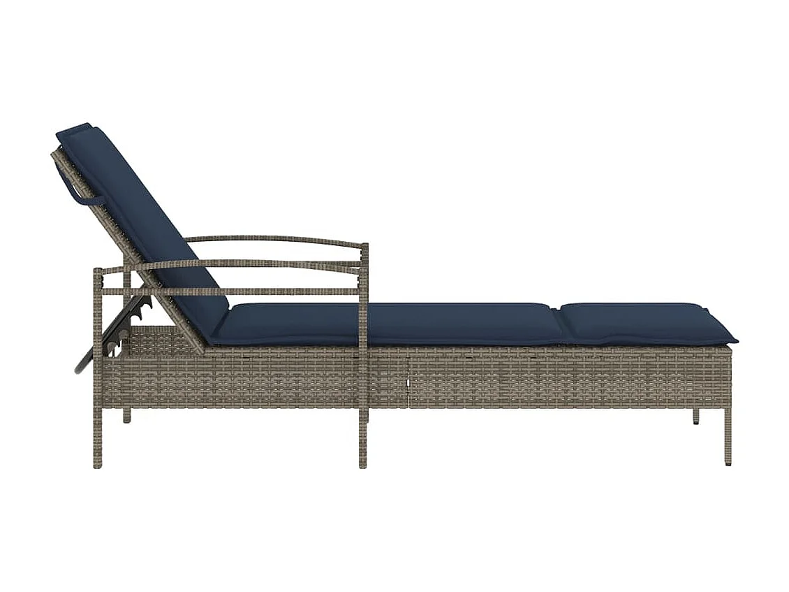 Chaise longue avec coussin Gris 63 x 200 x 81 cm Résine tressée (États-Unis uniquement)