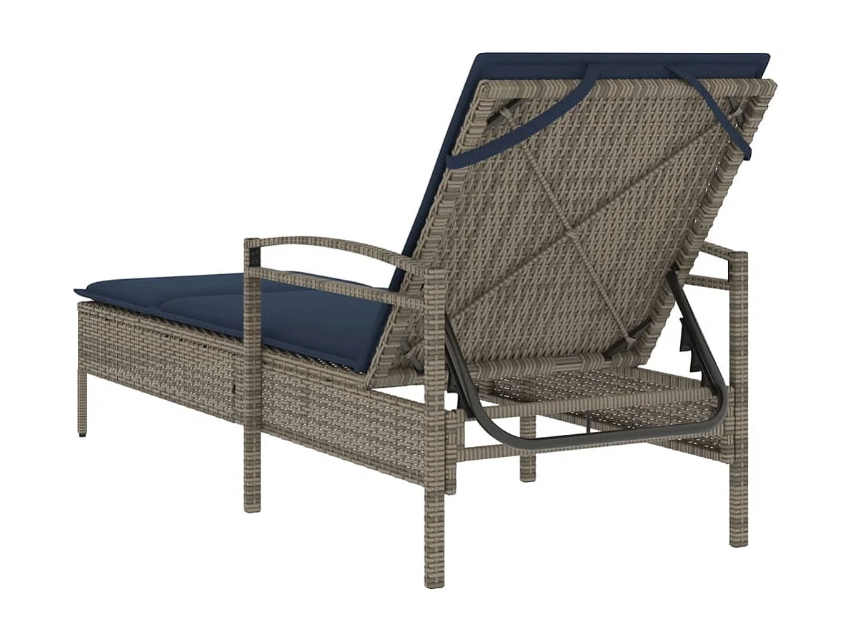 Chaise longue avec coussin Gris 63 x 200 x 81 cm Résine tressée (États-Unis uniquement)