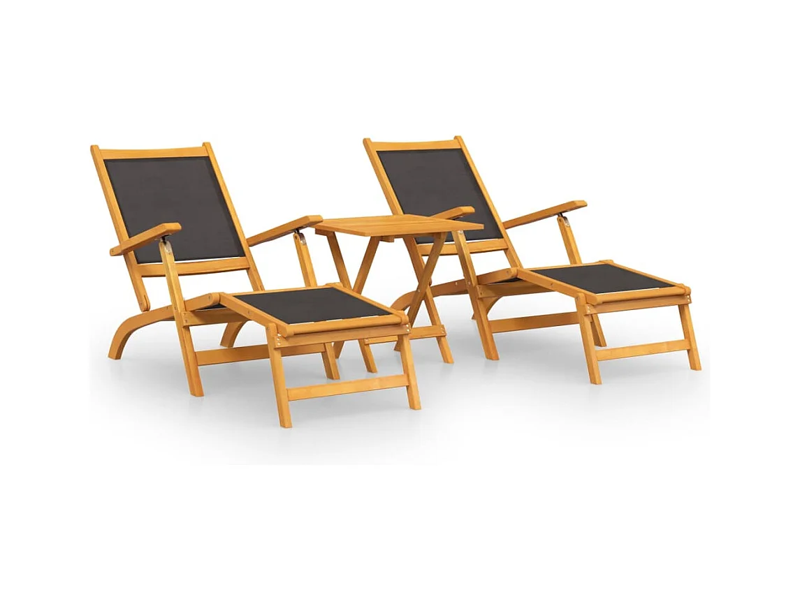 Sillones y mesa de exterior de acacia maciza y textilene