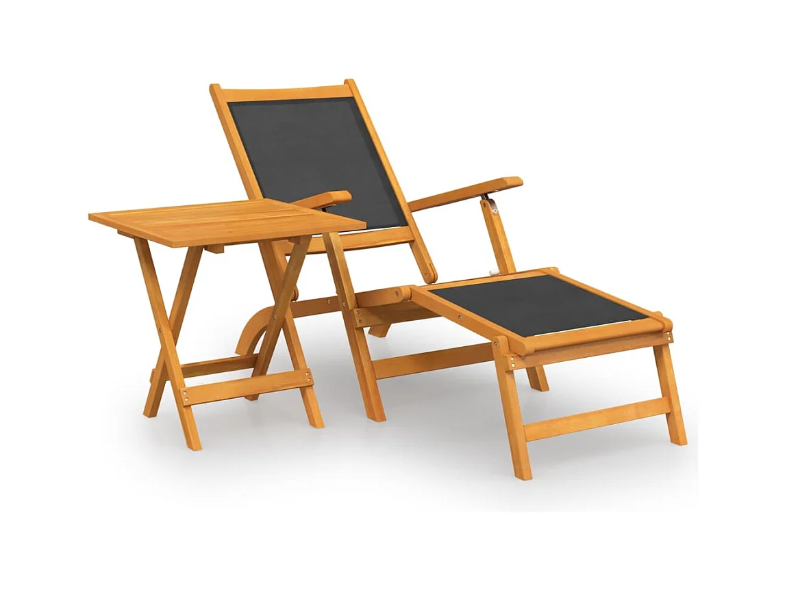 Buitenligstoel met tafel Massief acacia en textileen